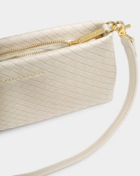 Nova Woven Small Shoulder Bag Oyster Handbags in at Wrapsody