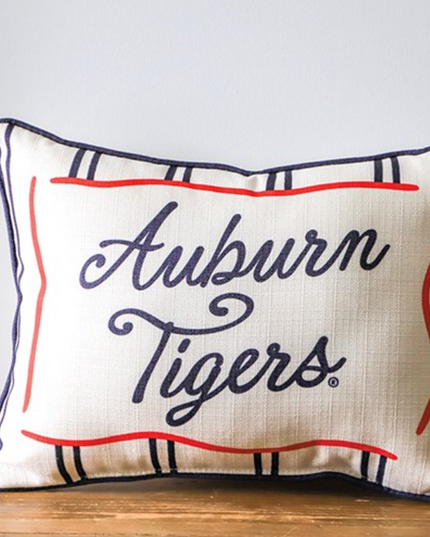Auburn Tigers Striped Pillow with Navy Piping Pillows in at Wrapsody
