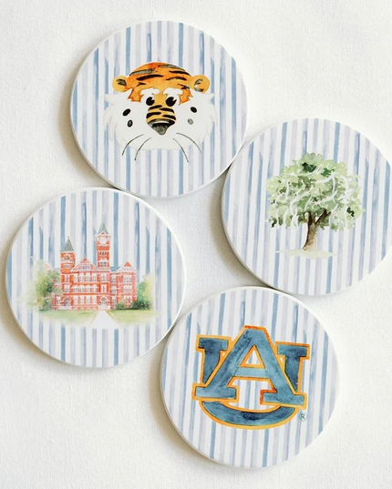 Auburn Striped Coasters Set of 4
