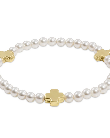eGirl Signature Cross Pearl 4mm Bracelet
