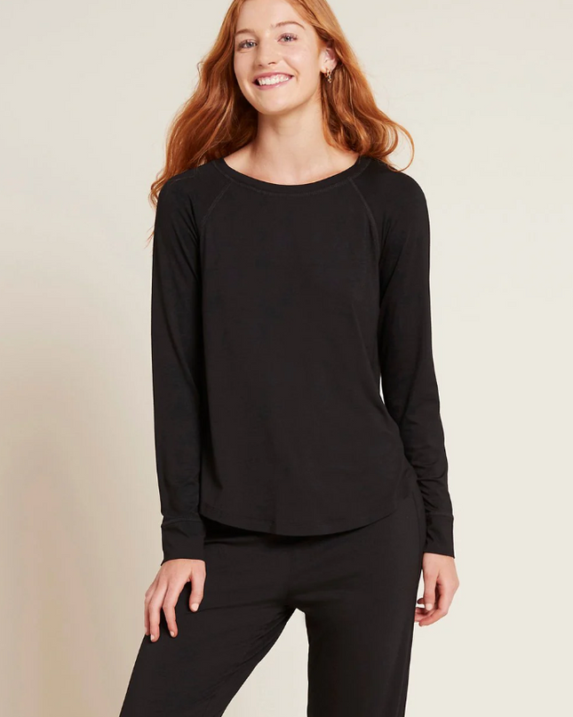 Goodnight Sleep Top Longsleeve Loungewear in Black at Wrapsody