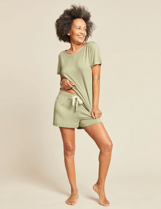 Goodnight Sleep Shorts Loungewear in Sage at Wrapsody