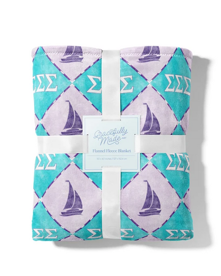 Sorority Flannel Fleece Blanket Greek in Sigma Sigma Sigma at Wrapsody