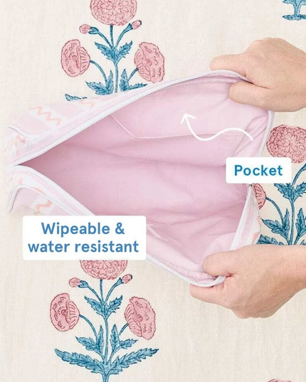 Weezie Medium Archive Toiletry Bag Coral Squiggle Travel Accessories in at Wrapsody