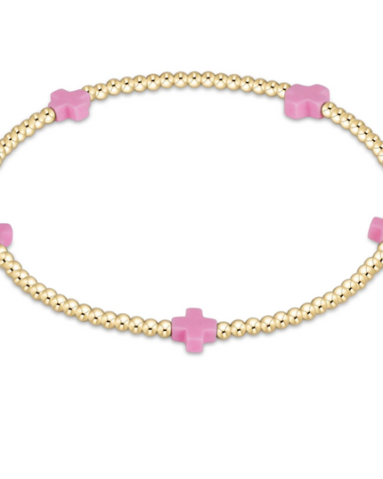 eGirl Signature Cross Small Pattern 2mm Bracelet - Bright Pink