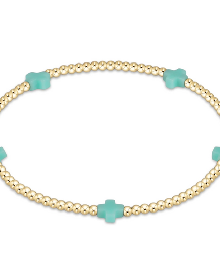 eGirl Signature Cross Small Pattern 2mm Bracelet - Mint