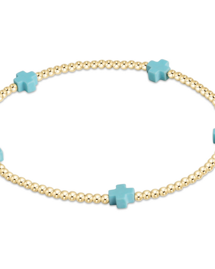 eGirl Signature Cross Small Pattern 2mm Bracelet - Turquiose