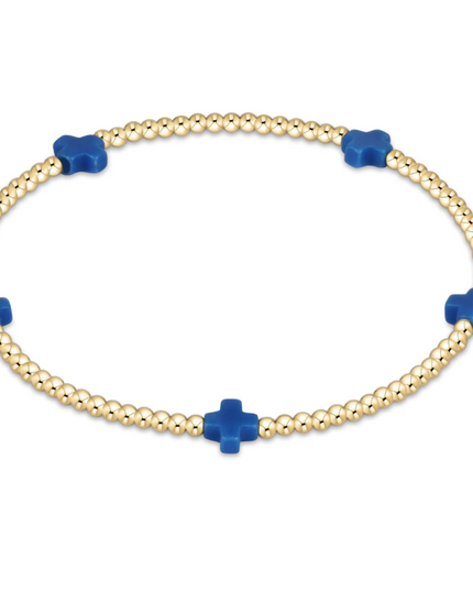 Enewton Small Signature Cross 2mm Bracelet - Cobalt