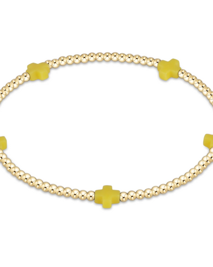 Enewton Small Signature Cross 2mm Bracelet - Canary Bracelets in at Wrapsody