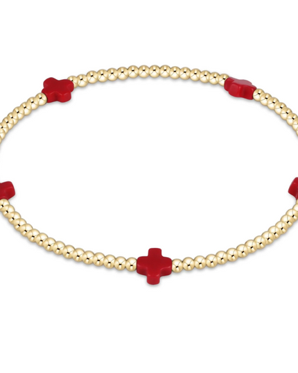 Enewton Small Signature Cross 2mm Bracelet - Red Bracelets in at Wrapsody