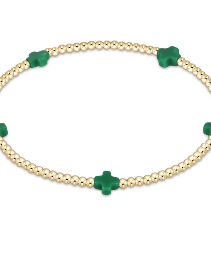 Enewton Small Signature Cross 2mm Bracelet - Emerald
