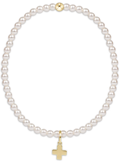 eGirl Classic Pearl Signature Cross Charm 3mm Bracelet
