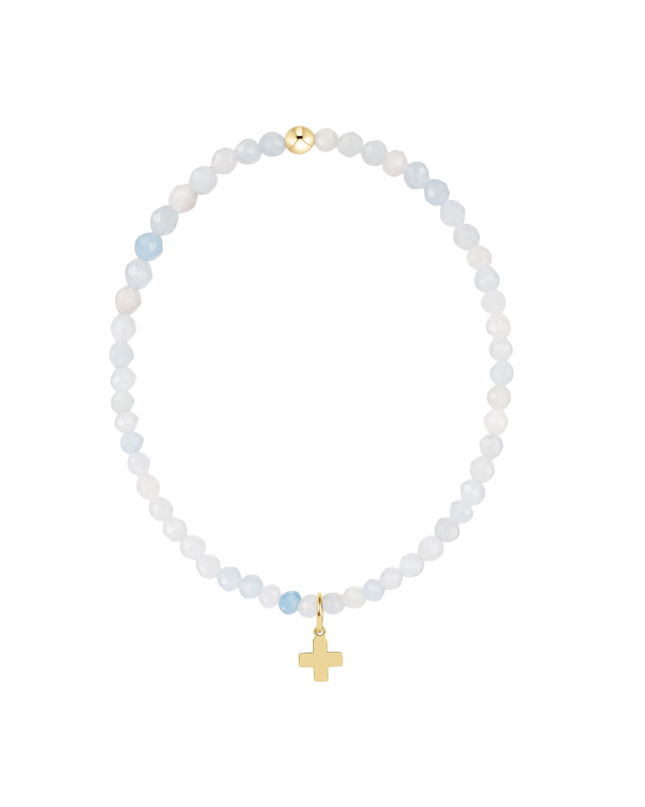 Enewton Classic Signature Cross Charm 3mm Bracelet Aquamarine Bracelets in at Wrapsody