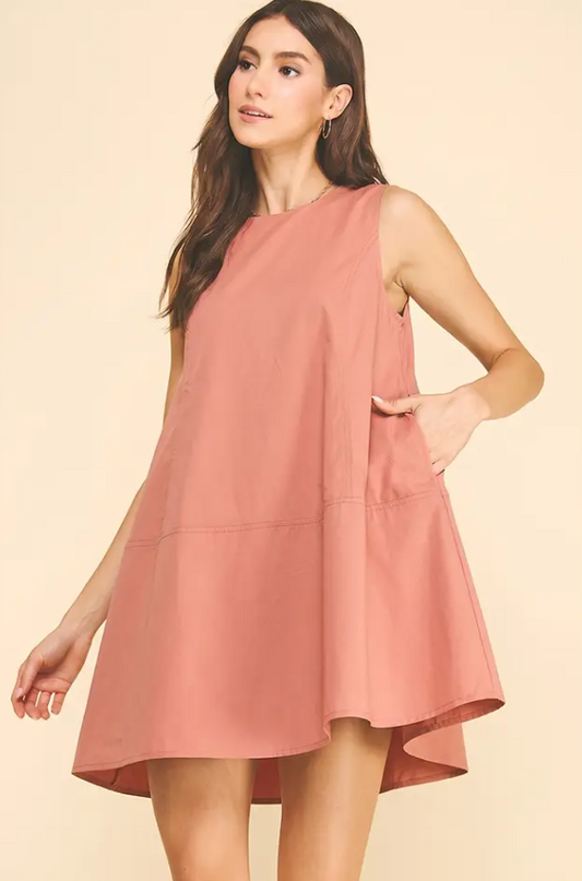 Poplin Tank Warm Peach Dress