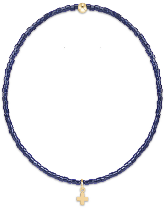 Enewton Signature Cross Small Gold Charm Bracelet Navy Bracelets in at Wrapsody