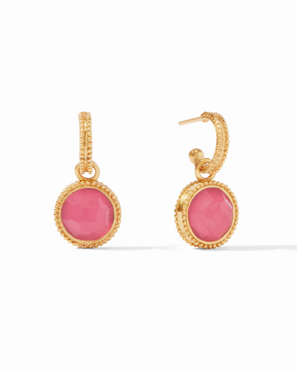 Julie Vos Fleur-de-Lis Hoop & Charm Earring Earrings in Peony Pink at Wrapsody