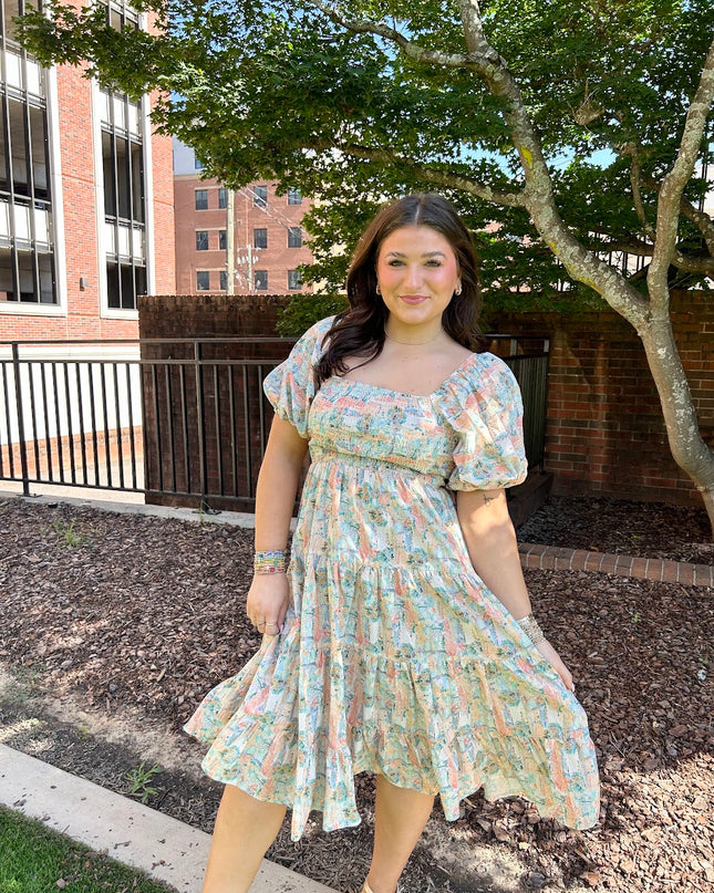 Watercolor Dreams Smocked Dress Dresses in  at Wrapsody