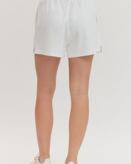 Floral Cut Out Shorts in Off White Shorts in at Wrapsody