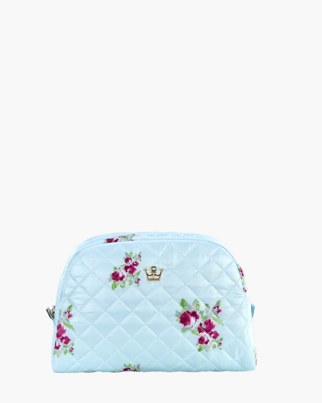 Oliver Thomas Medium Cosmetic Case Sky Blue Bouquet Floral Travel Accessories in at Wrapsody