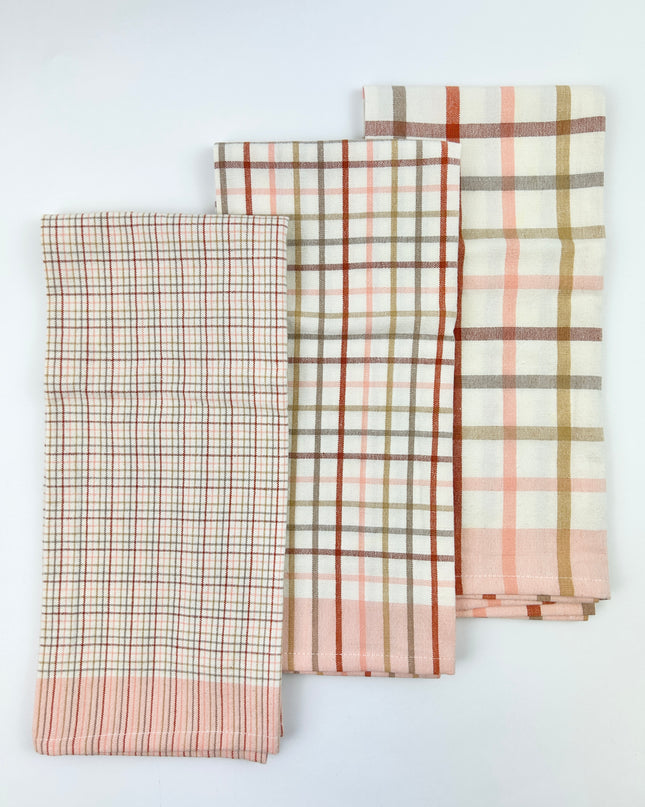 Cotton Plaid Tea Towels Set of 3 Kitchen Towels in  at Wrapsody