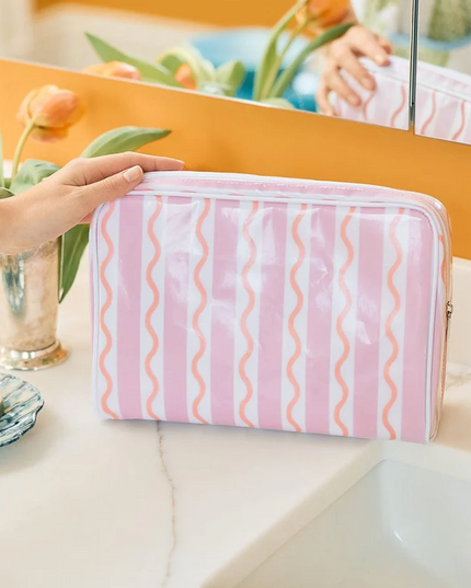 Weezie Large Toiletry Bag Archive Coral Squiggle