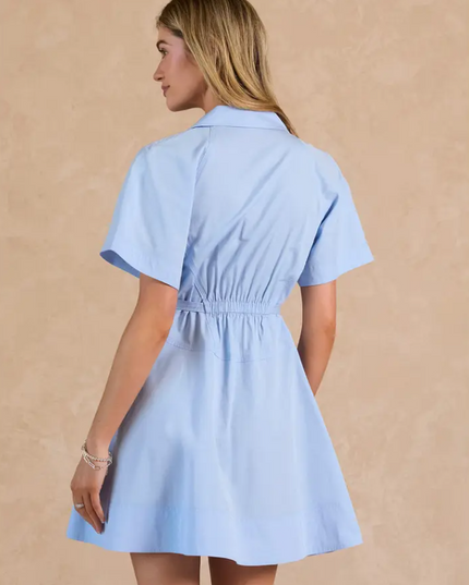Dress Mini Collared BttnUp Pale Blue Dresses in at Wrapsody