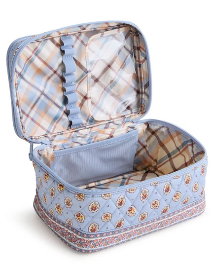 Vera Bradley Blue Leaf Brush Up Cosmetic Case
