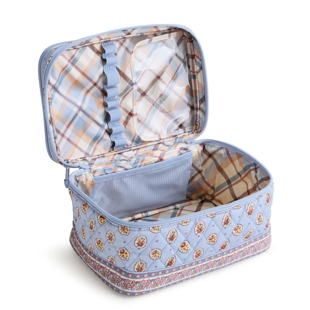 Vera Bradley Blue Leaf Brush Up Cosmetic Case Travel Accessories in at Wrapsody