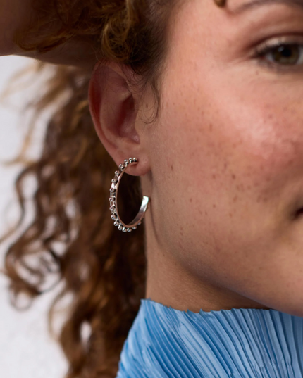 Julie Vos SoHo Hoop Medium Silver Earrings in at Wrapsody