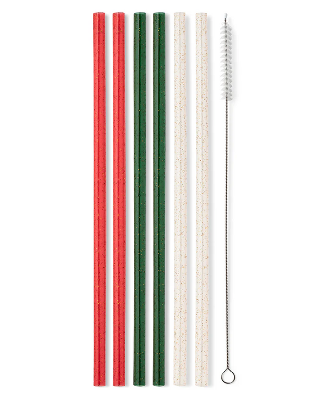 Swig Straw Set Christmas Glitter