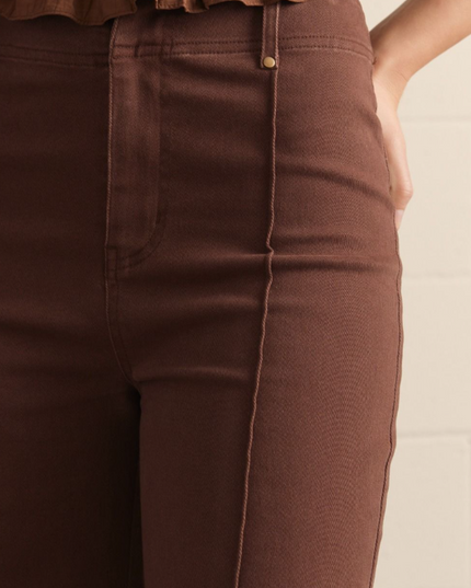 Wide Leg Front Seam Brown Pants