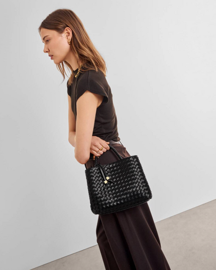 Nova Top Handle Bag in Woven Black