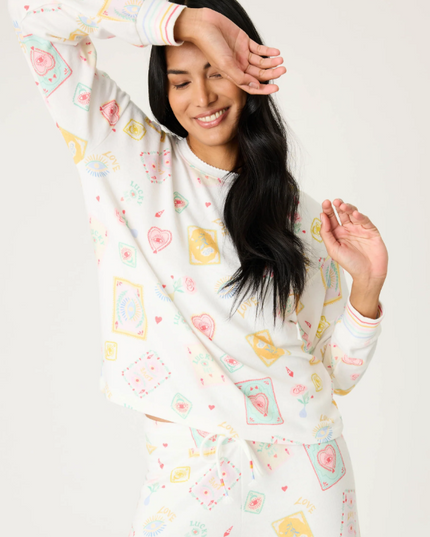 PJ Salvage Lucky Me Ivory Top Loungewear in S at Wrapsody