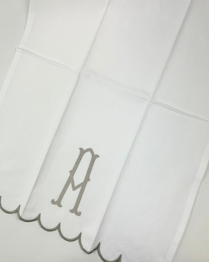 Initial Taupe Scallop Towel Kitchen Towels in at Wrapsody