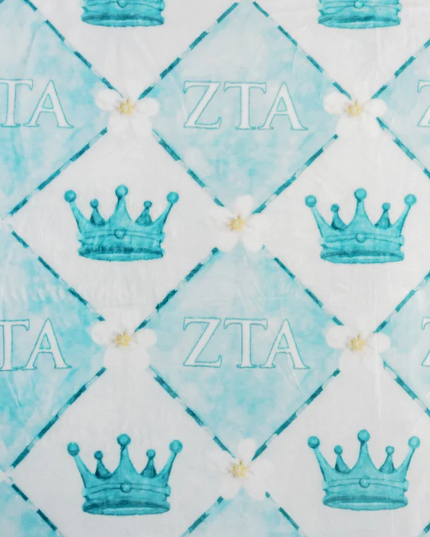 Sorority Flannel Fleece Blanket Greek in Zeta Tau Alpha at Wrapsody
