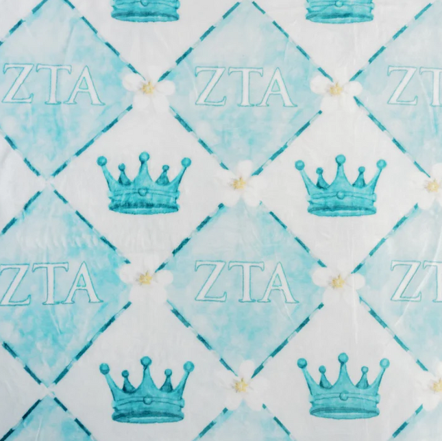 Sorority Flannel Fleece Blanket Greek in Zeta Tau Alpha at Wrapsody