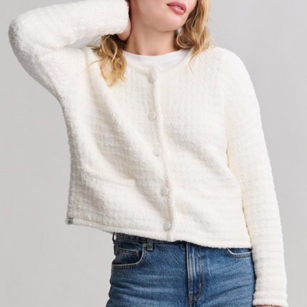 Barefoot Dreams Button Cardigan Pearl Outerwear in S at Wrapsody