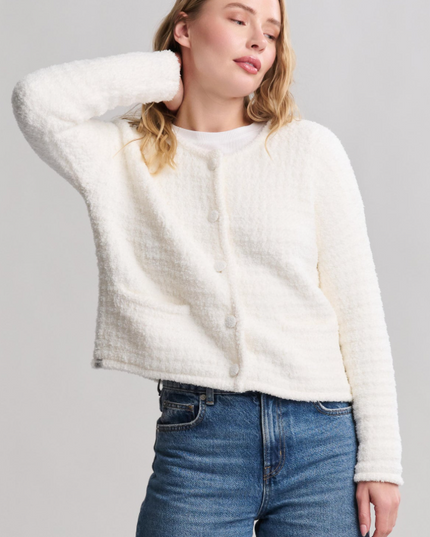 Barefoot Dreams Button Cardigan Pearl Outerwear in S at Wrapsody