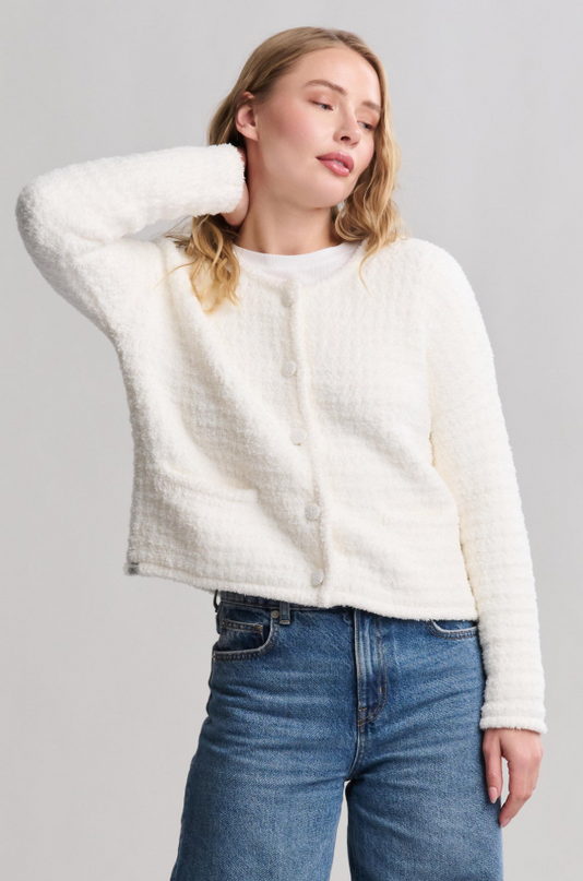 Barefoot Dreams Button Cardigan Pearl Outerwear in S at Wrapsody