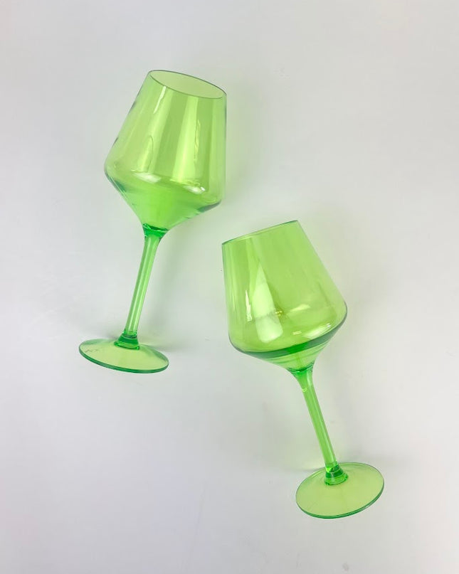 Shatterproof Stemmed Wineglass Lime Green Drinkware in  at Wrapsody