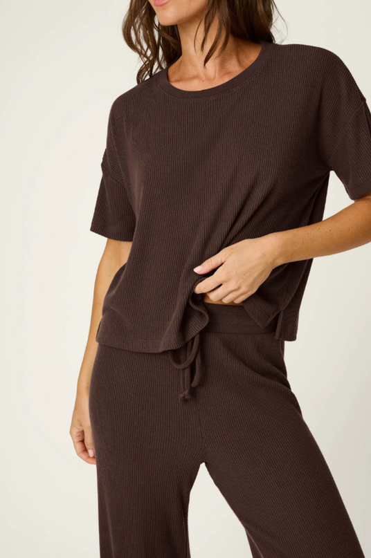 PJ Salvage Textured Essentials Chocolate Set Loungewear in at Wrapsody