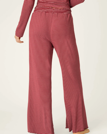 PJ Salvage Pretty Stripes Dark Wine Pants Loungewear in at Wrapsody