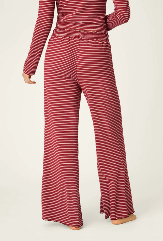 PJ Salvage Pretty Stripes Dark Wine Pants Loungewear in at Wrapsody