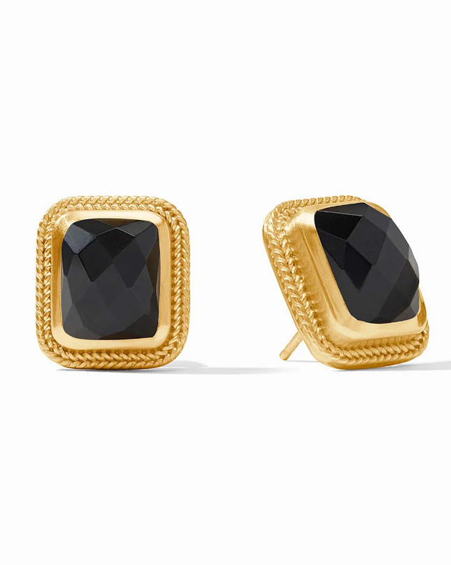 Julie Vos Cheval Obsidian Black Studs Earrings in  at Wrapsody