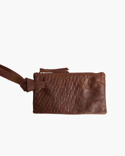 Able Rachel Wristlet Clutches in Choco Croc at Wrapsody