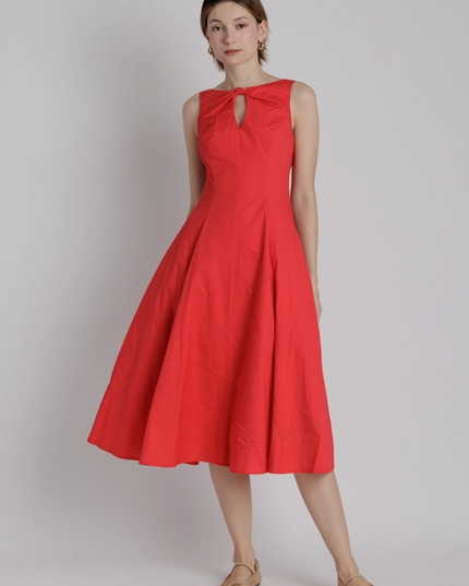 Keyhole Midi Dress in Red Wrapsody Keyhole Midi Dress in Red Wrapsody