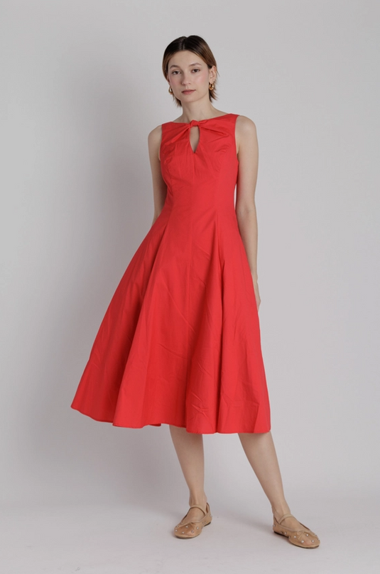 Keyhole Midi Dress in Red Dresses in XS at Wrapsody