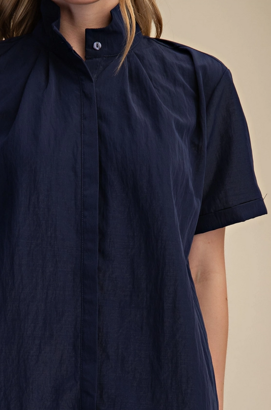 Button-Up Navy Mini Dress