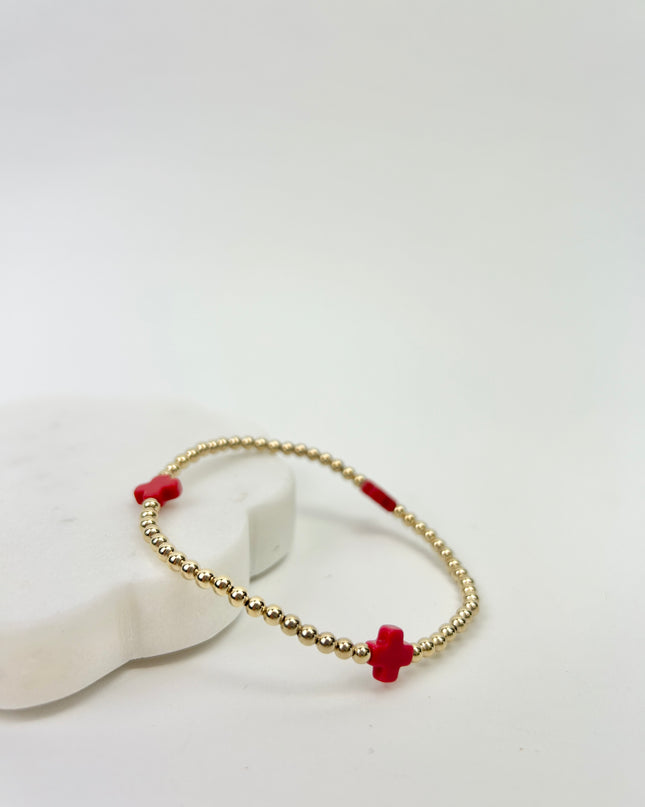 Enewton Signature Cross 3mm Bracelet - Red Bracelets in  at Wrapsody