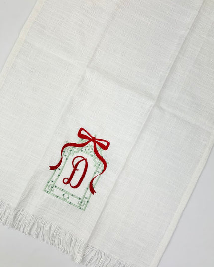 Pagoda Green/Red Initial Kitchen Towel Kitchen Towels in at Wrapsody